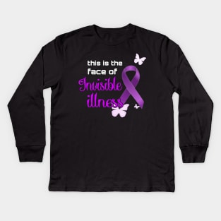 Face Of Invisible Illness Purple Kids Long Sleeve T-Shirt